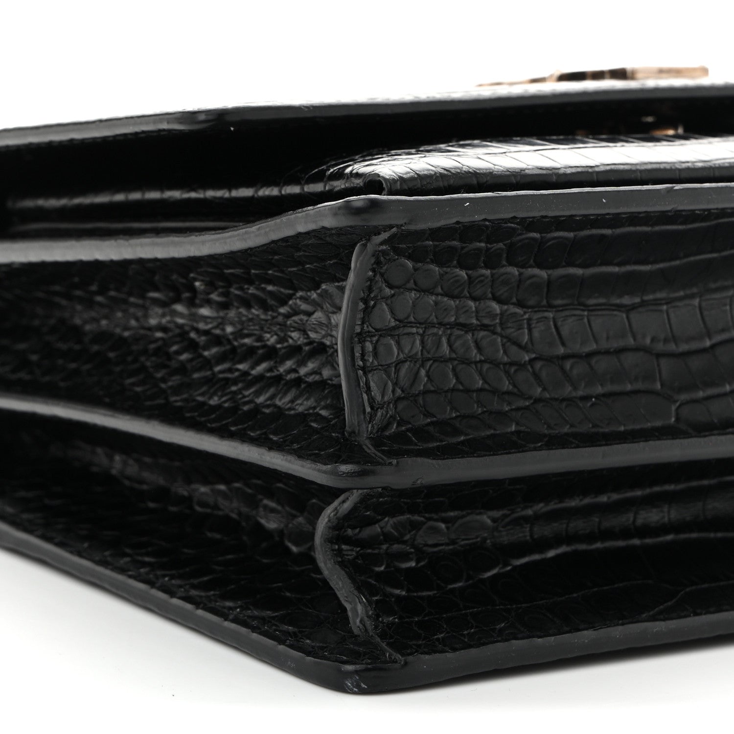 Calfskin Crocodile Embossed Medium Monogram Sunset Black