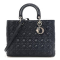 Lambskin Cannage Large Lady Dior Navy Blue