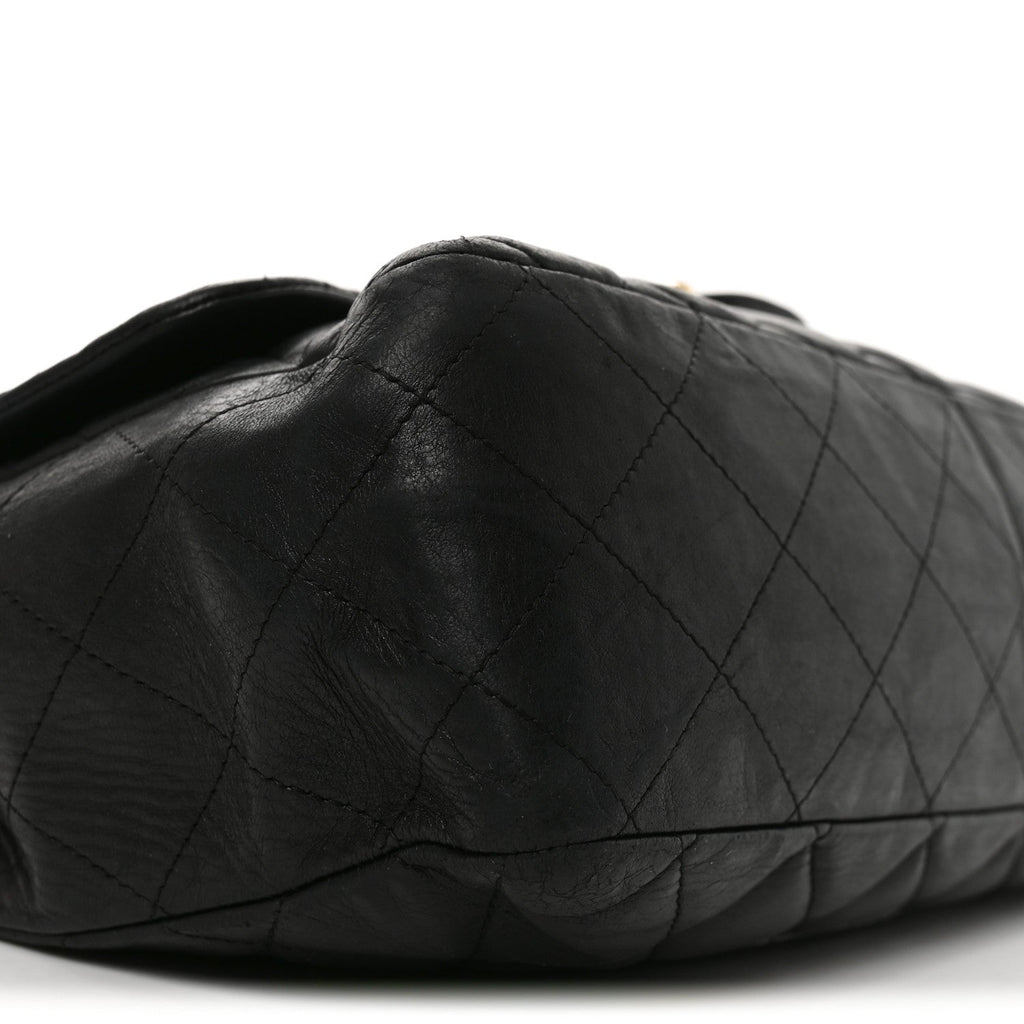 Lambskin Quilted Jumbo Single Flap Black