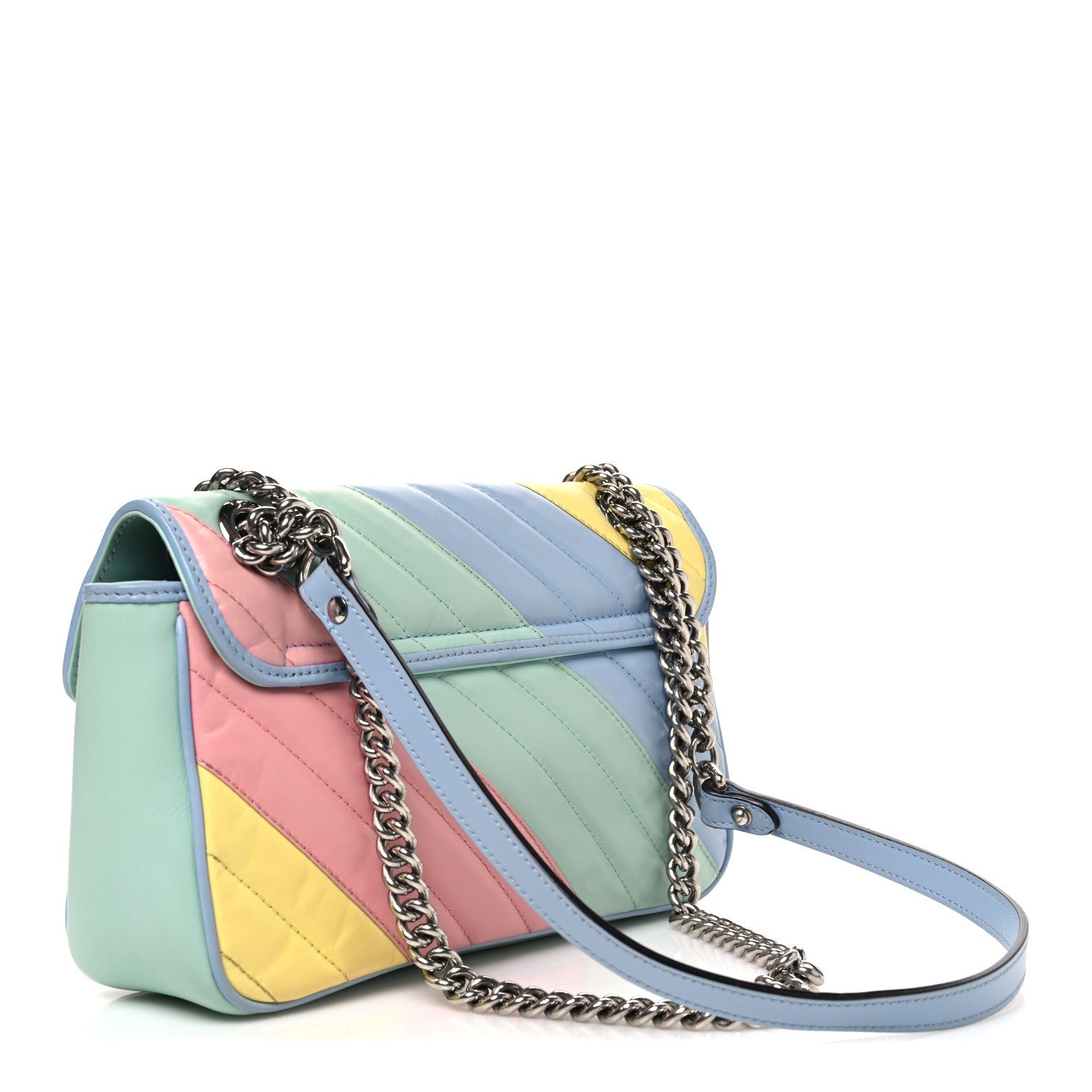 Calfskin Matelasse Diagonal Small GG Marmont Shoulder Bag Multicolor Pastel