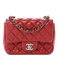 Lambskin Quilted Mini Square Flap Red