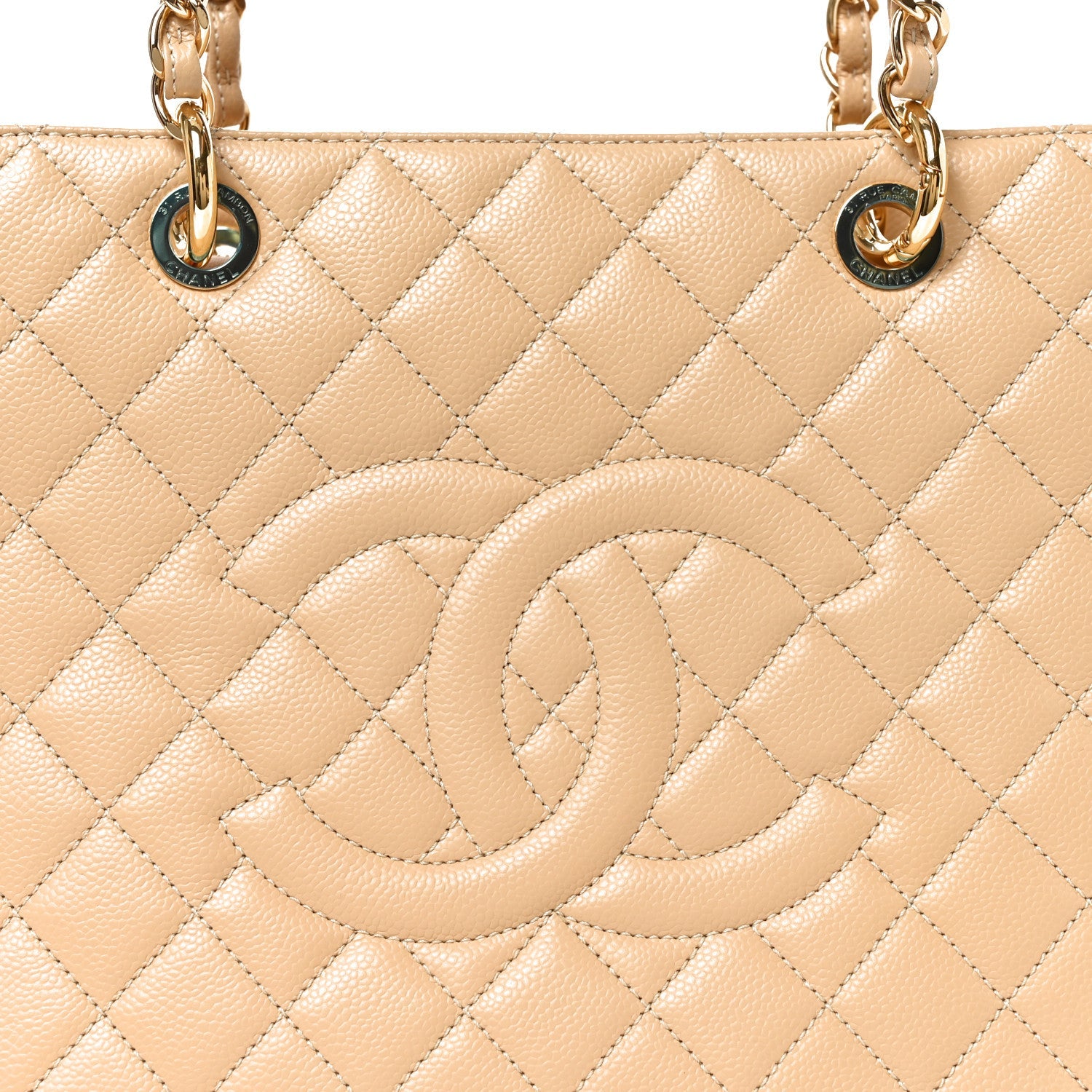 Caviar Quilted Grand Shopping Tote GST Beige Clair