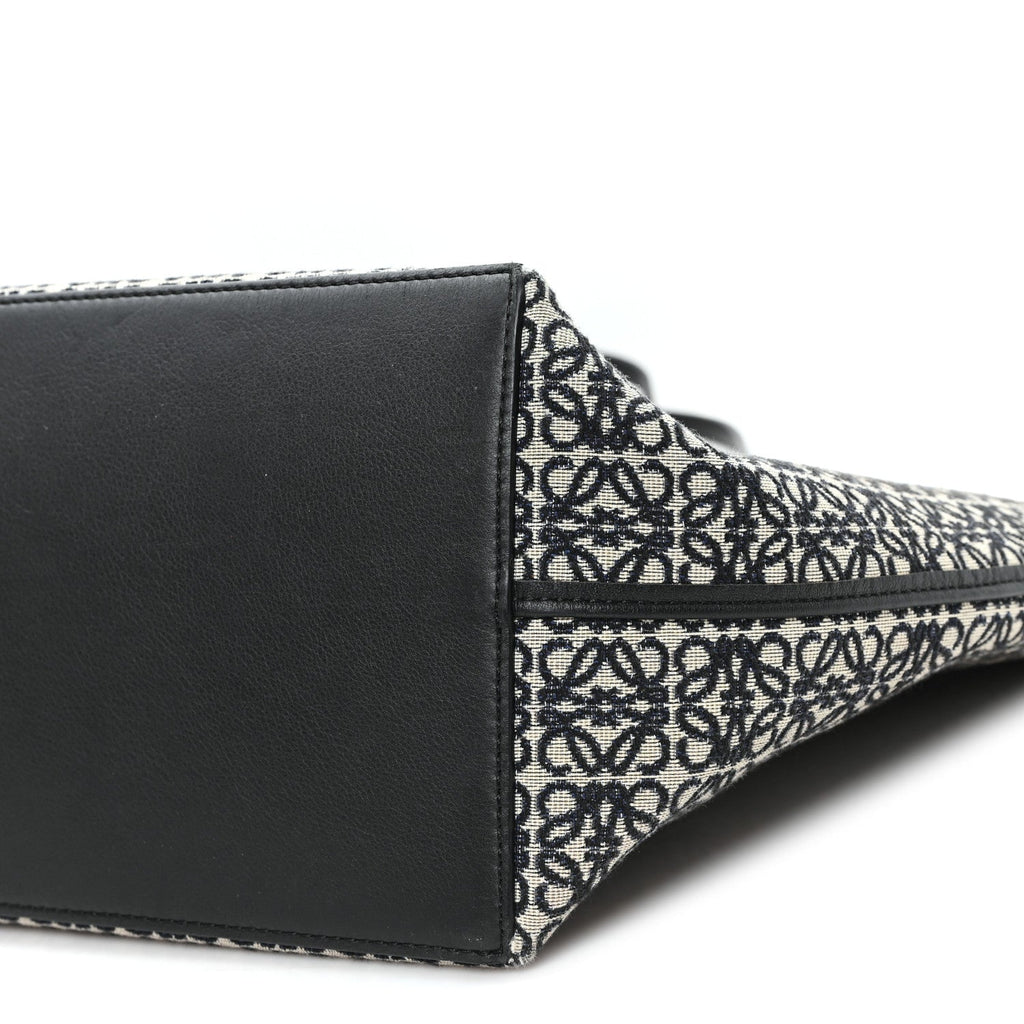 Jacquard Anagram Calfskin East West Tote Beige Black