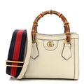 Textured Calfskin Web Mini Diana Tote Bag Mystic White