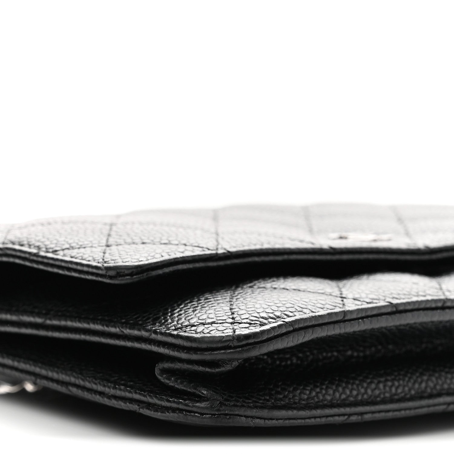 Caviar Quilted Wallet on Chain WOC Black