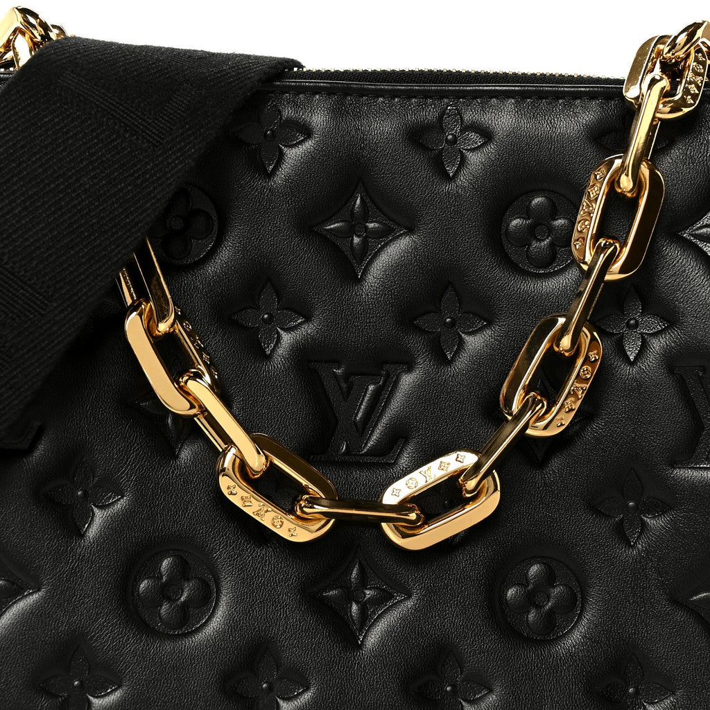 Lambskin Embossed Monogram Coussin PM Black
