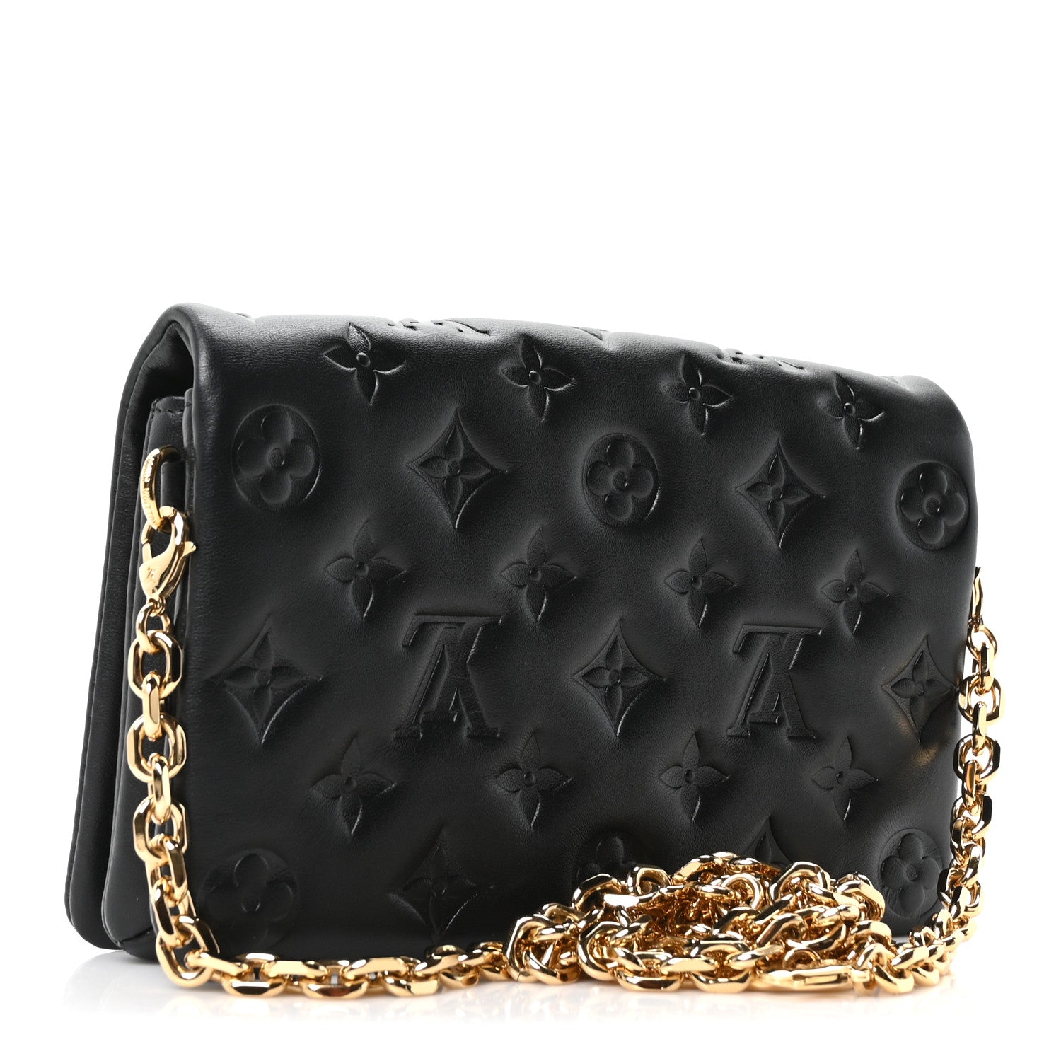 Lambskin Embossed Monogram Pochette Coussin Black