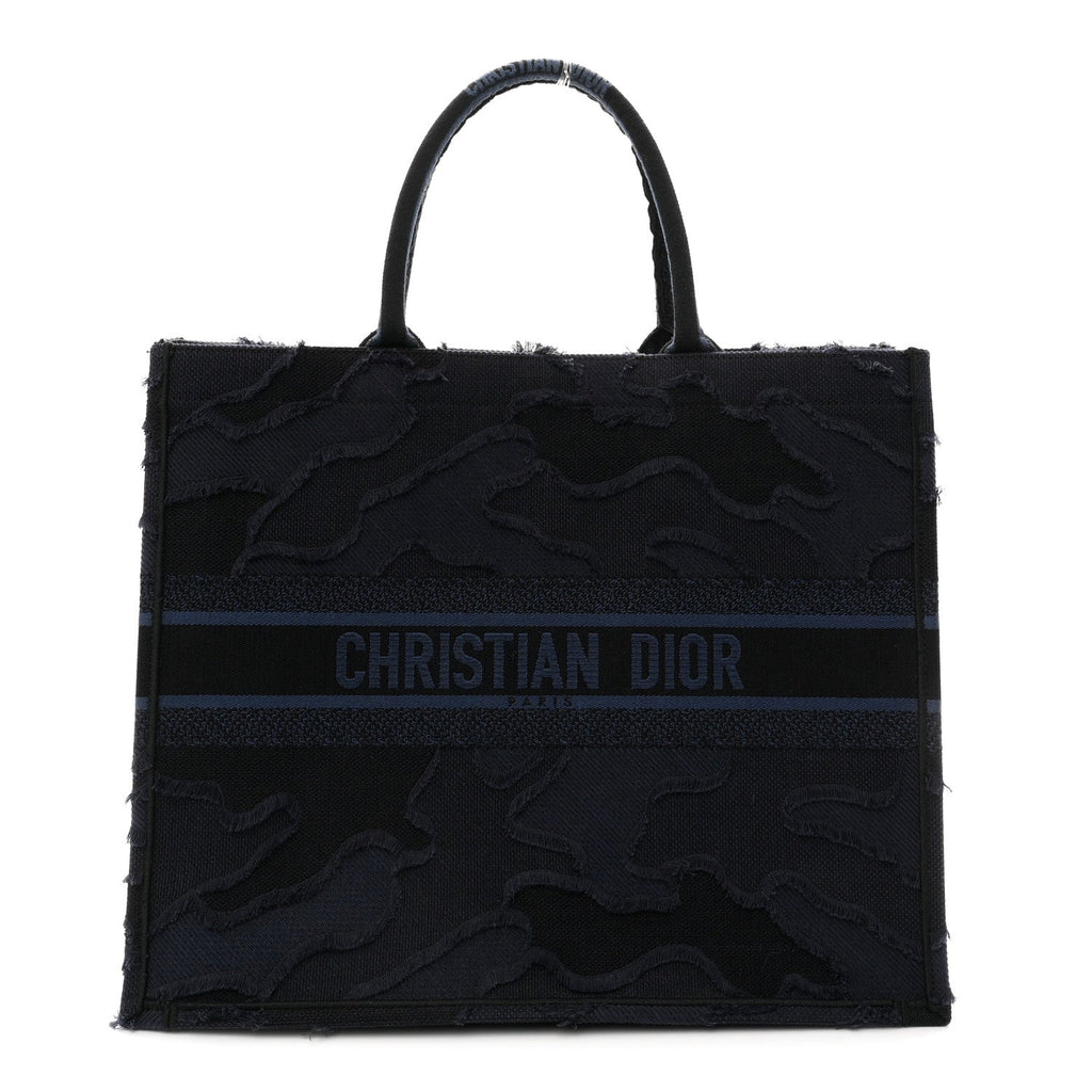 Canvas Embroidered Camouflage Book Tote Blue