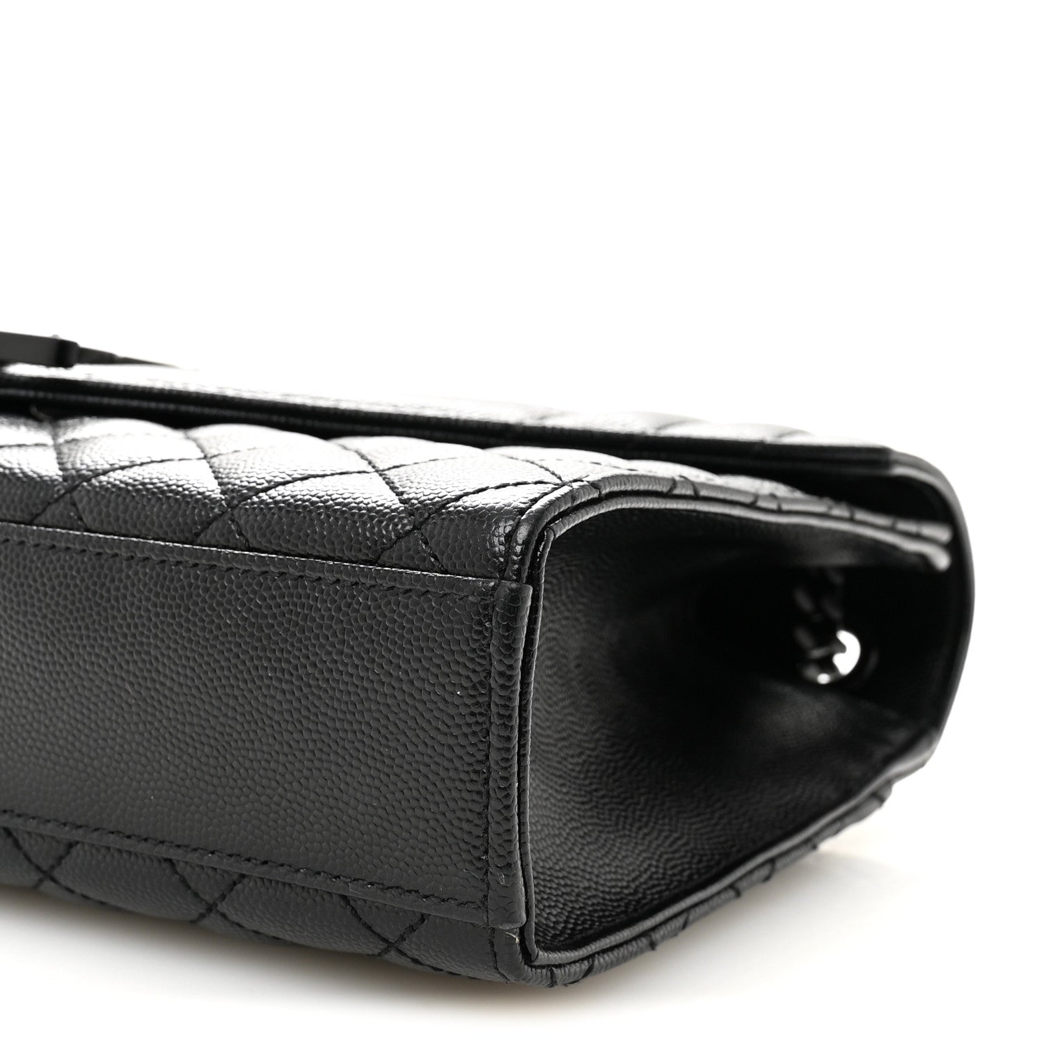 Grain De Poudre Textured Mixed Matelasse Triquilt Medium Monogram Monochrome Satchel Black