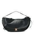 Shiny Lambskin Soft Triomphe Half Moon Bag Black