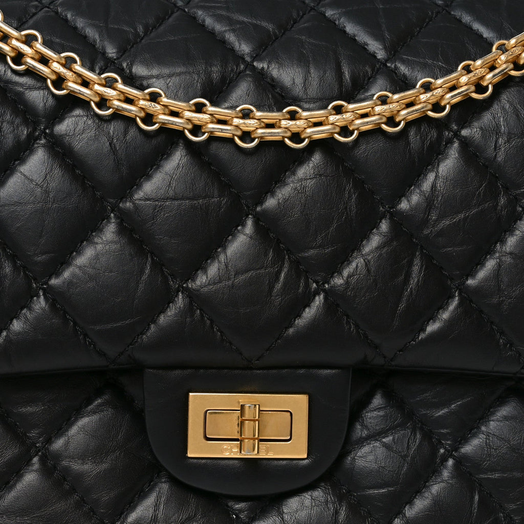 Aged Calfskin Quilted 2.55 Reissue 226 Flap Black