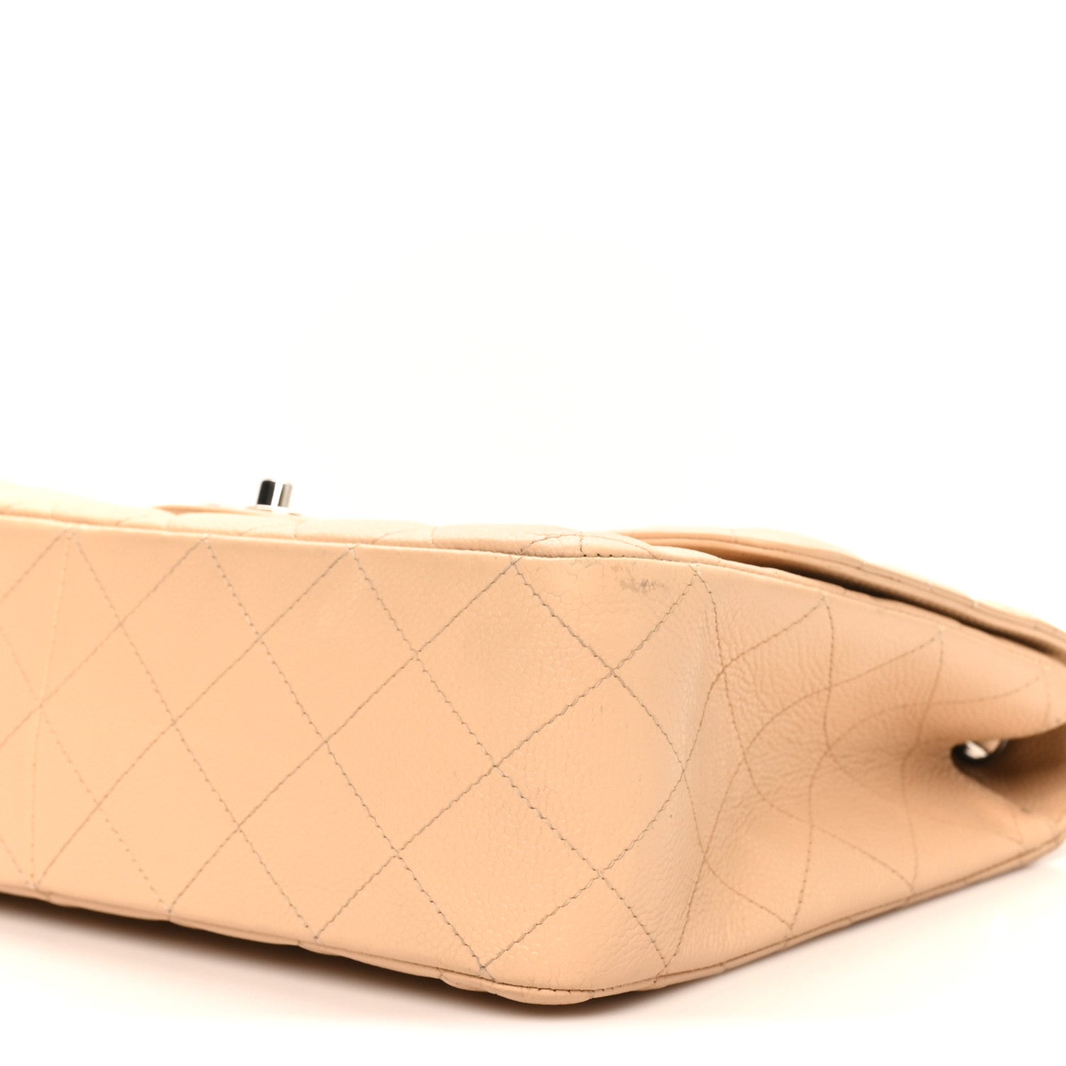 Caviar Quilted Jumbo Single Flap Beige Clair