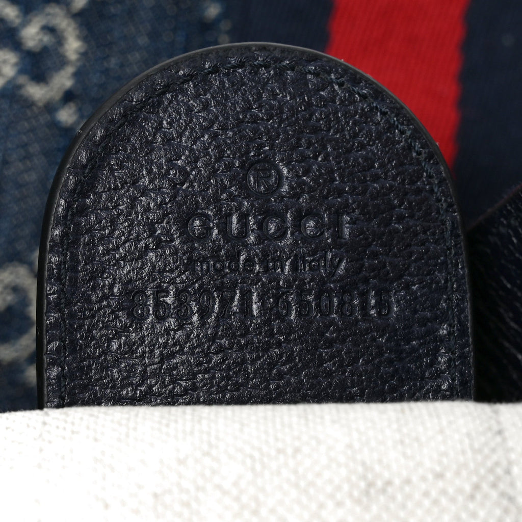 Denim GG Monogram Web Large Giglio Tote Blue