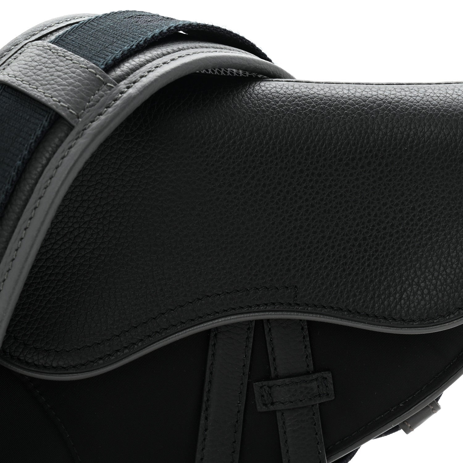 X SACAI Grained Calfskin Technical Fabric Mens Saddle Bag Black