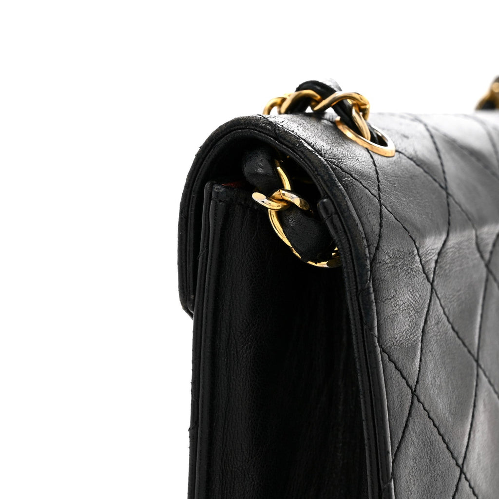 Lambskin Quilted Envelope Flap Black