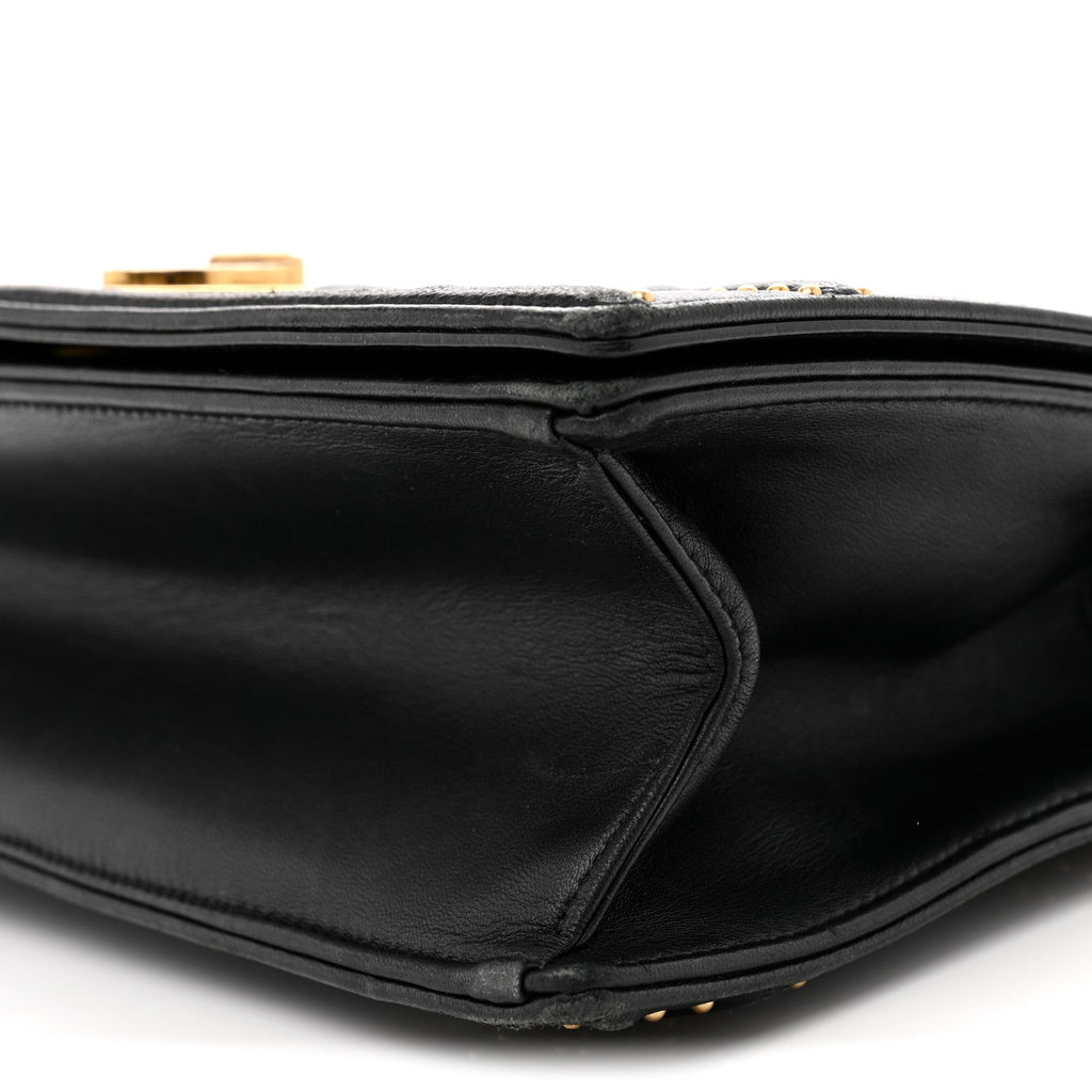 Lambskin Studded Medium Diorama Flap Bag Black