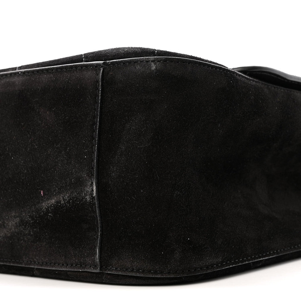 Suede Calfskin Small Souplissimo Maxi Flap Black
