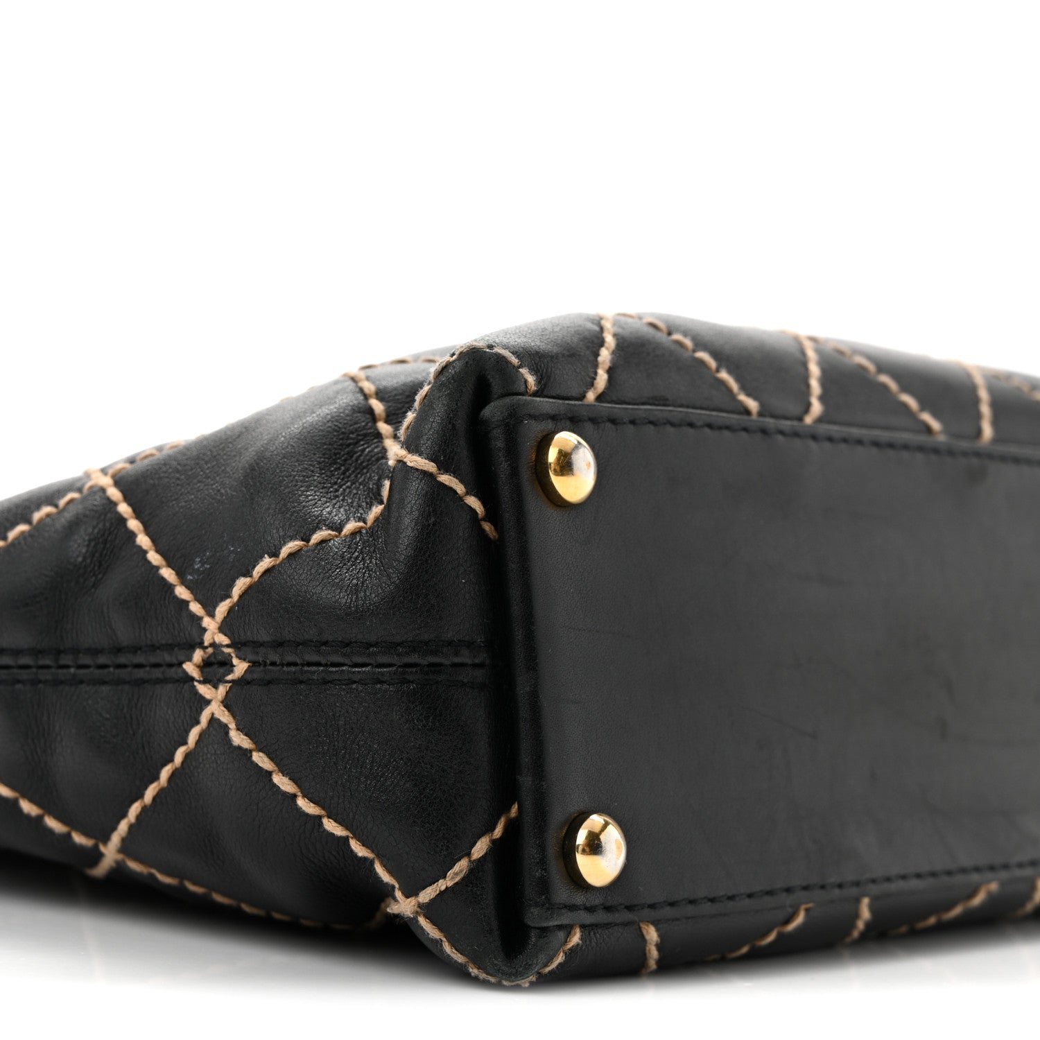 Calfskin Stitch Small Surpique Tote Black