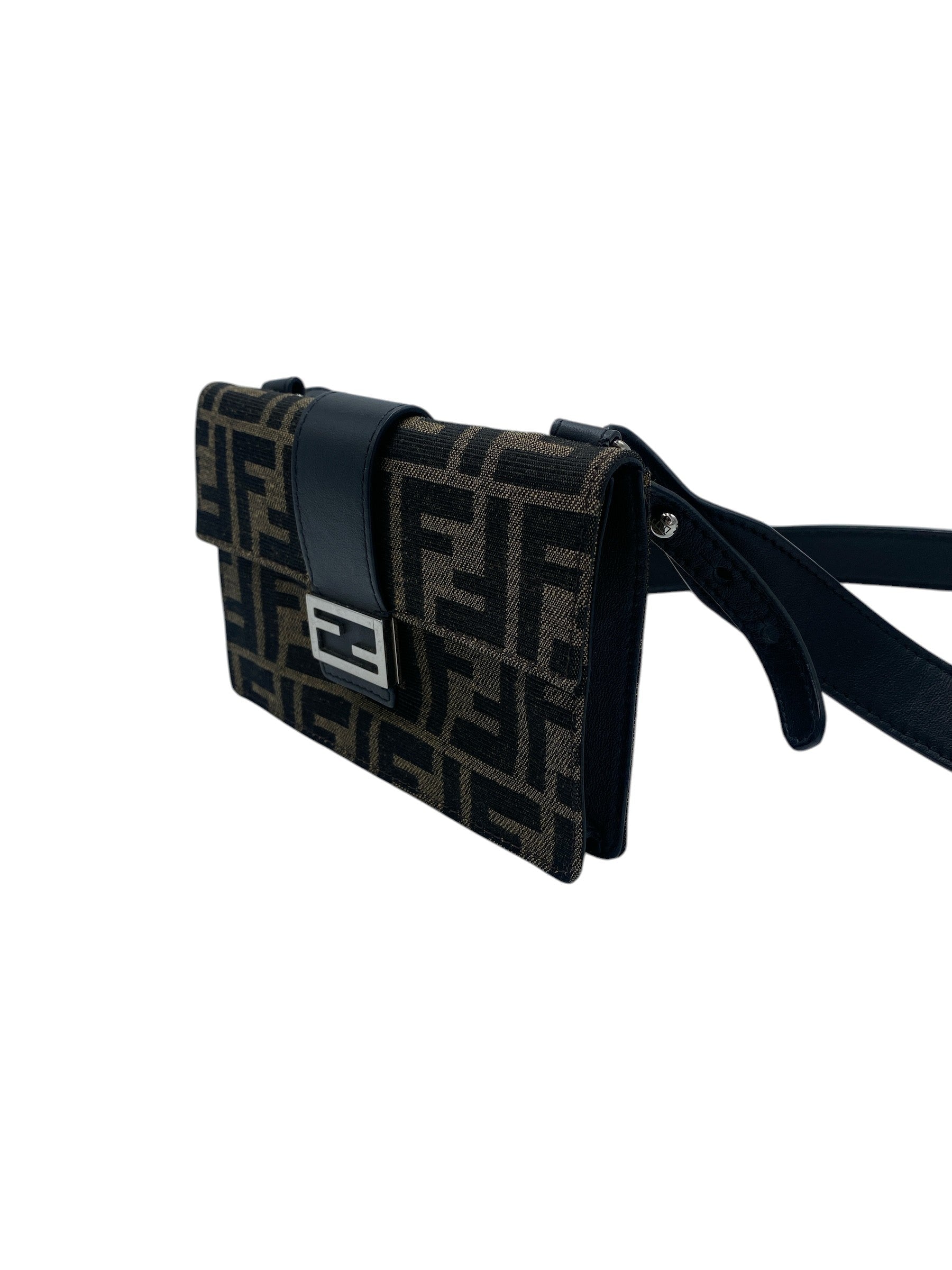 Fendi Flap Crossbody Bag Zucca Canvas Brown Canvas Crossbody Bag Bag (Authentic  )