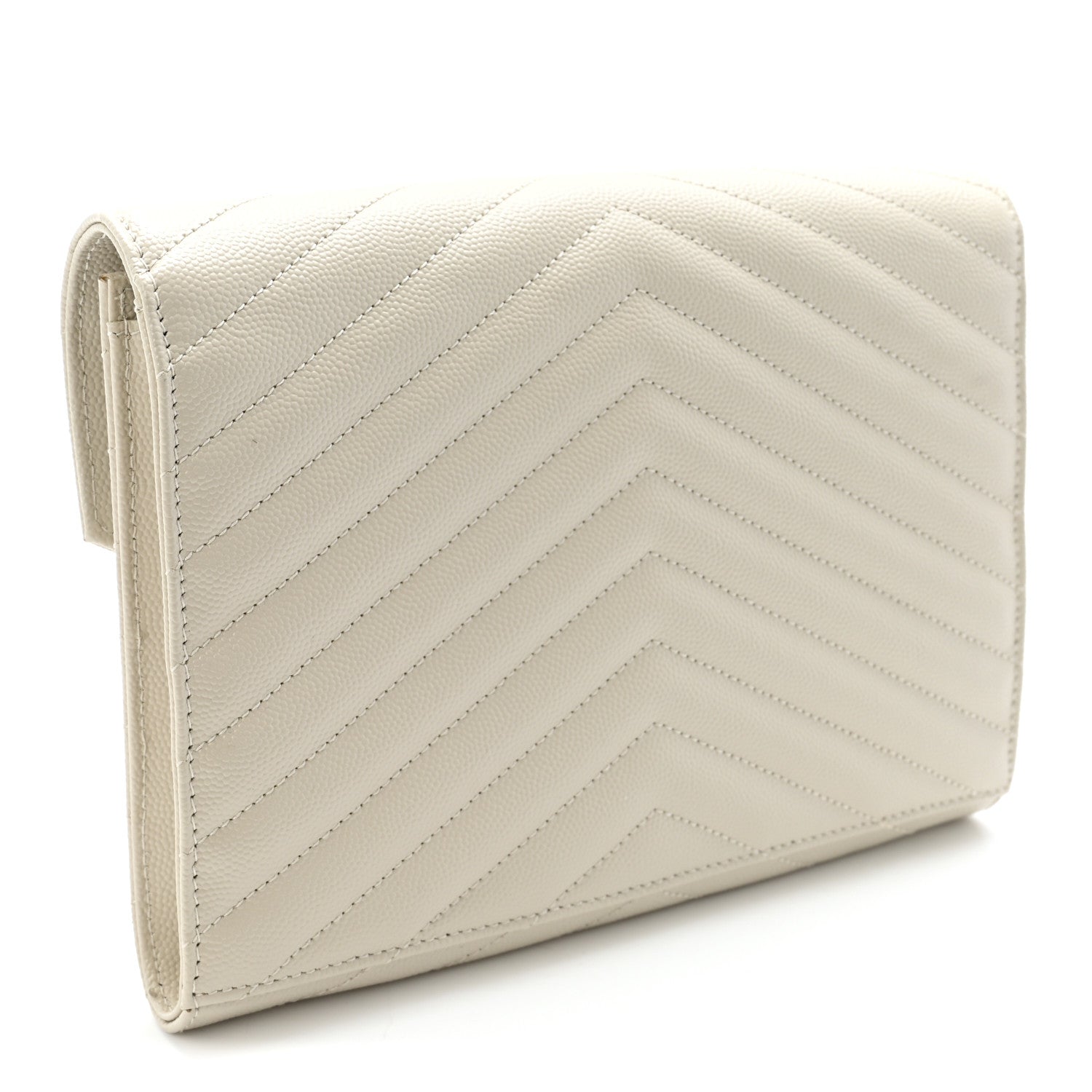 Grain De Poudre Matelasse Chevron Monogram Envelope Clutch Blanc Vintage