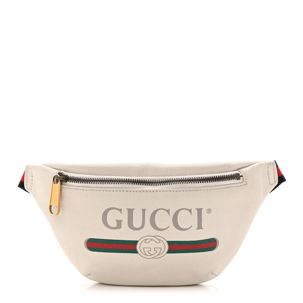 Grained Calfskin Small Logo Belt Bag White