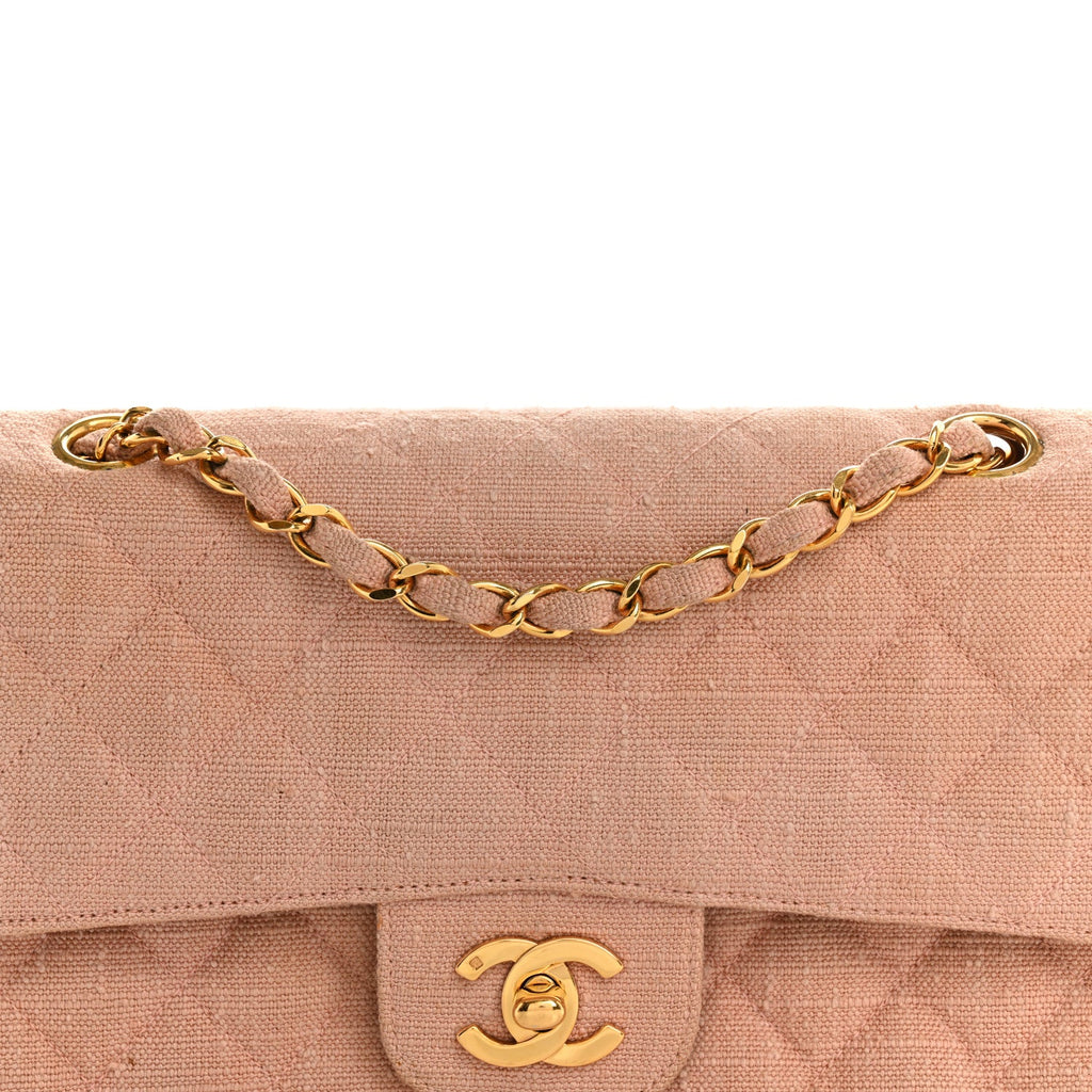Canvas Quilted Small Double Flap Light Pink