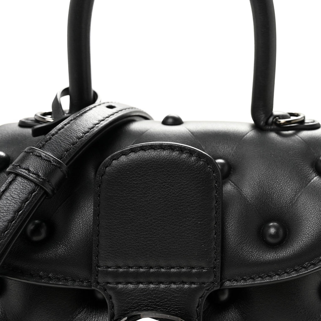 Grained Rodeo Calfskin Quilted Mini Brillant Satchel Black