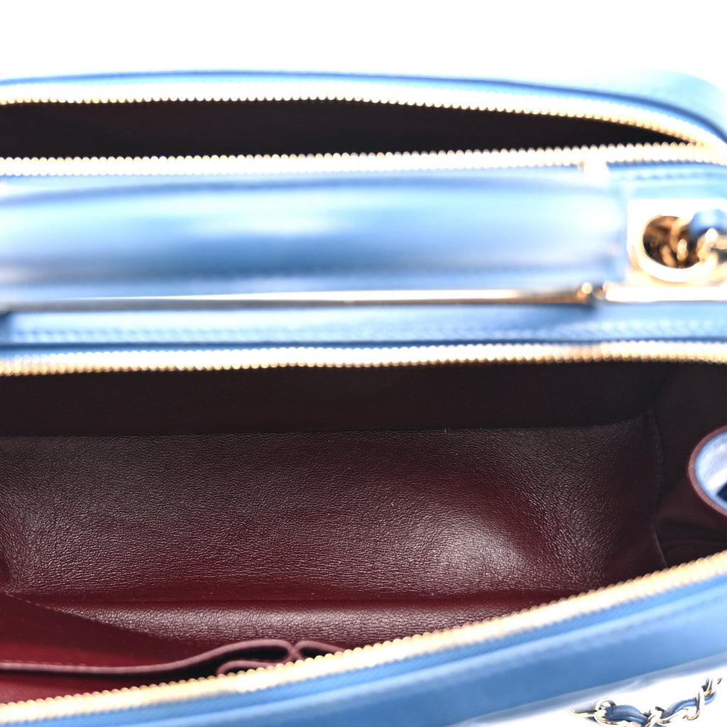 Lambskin Quilted Medium Trendy CC Bowling Bag Blue