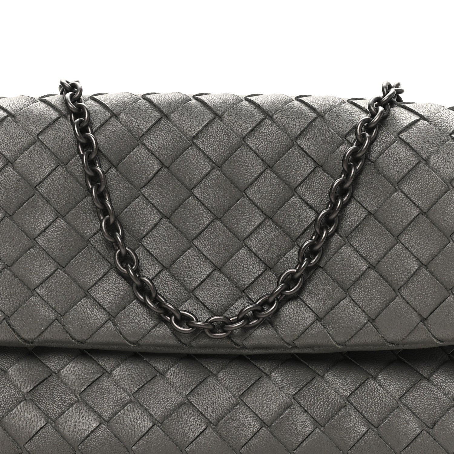 Nappa Intrecciato Small Chain Crossbody Light Grey