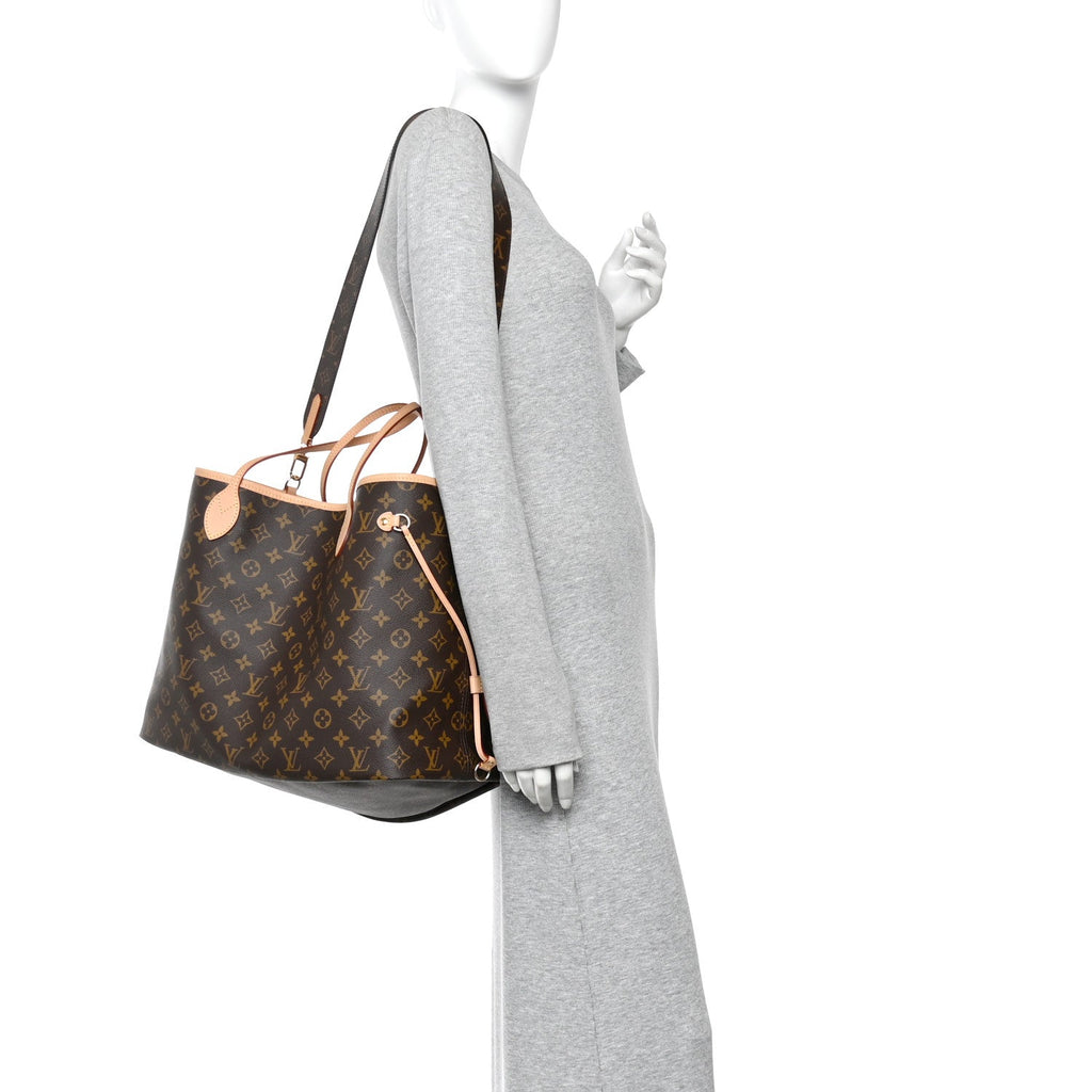 Monogram Stamped Inside Out Neverfull Bandouliere GM Beige