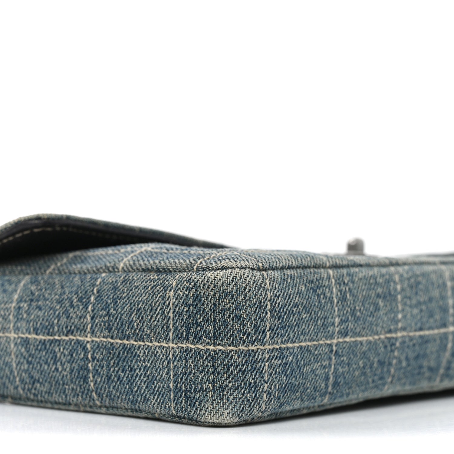 Denim Chocolate Bar Quilted East West Flap