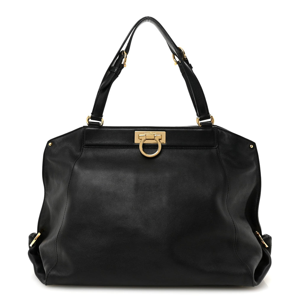 Calfskin Trifolio Tote Black