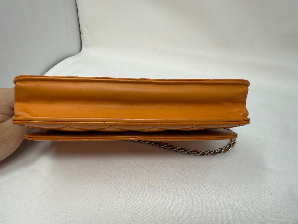 Chanel Patent Classic Wallet On Chain - Orange Mini Bags, Handbags B21-82