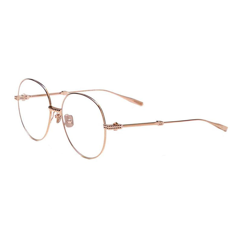 Valentino Eyeglasses Round Full Rim, Light Gold Frame and Clear Demo Lens Lens VLX-136A