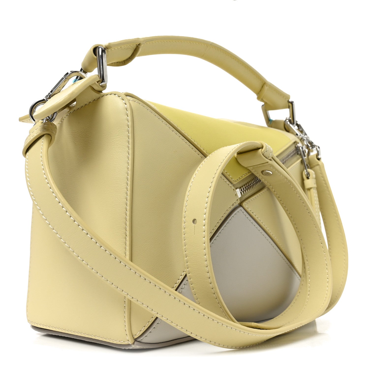 X ALBERS Nappa Calfskin Small Puzzle Bag Pale Grey Light Citrine