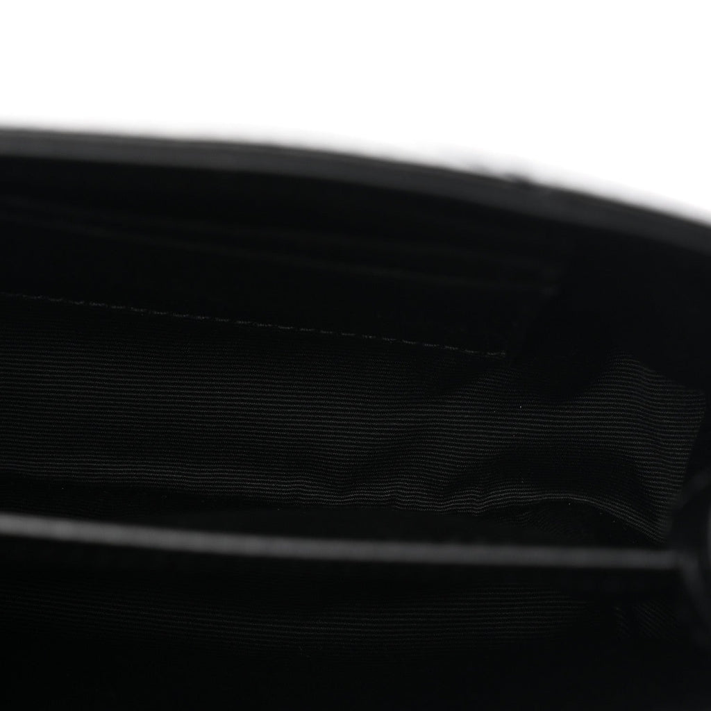 Calfskin Y Quilted Monogram Monochrome Toy Loulou Crossbody Bag Black