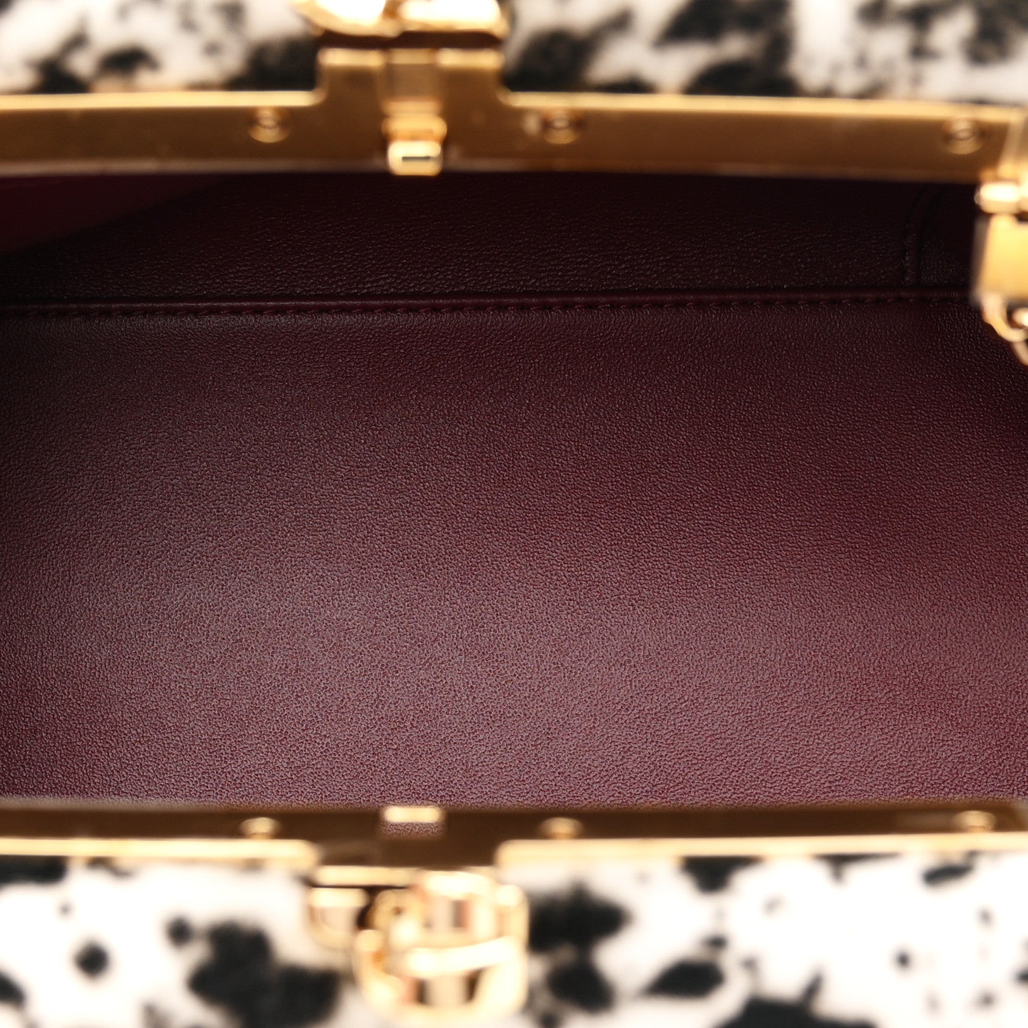 Lambskin Pony Hair Printed Clutch With Chain Black White Black White