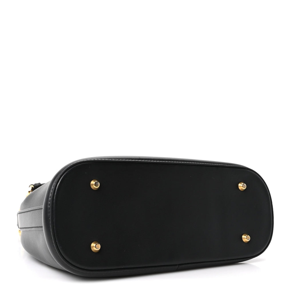 Calfskin CD Embossed Medium C'est Chain Bucket Bag Black