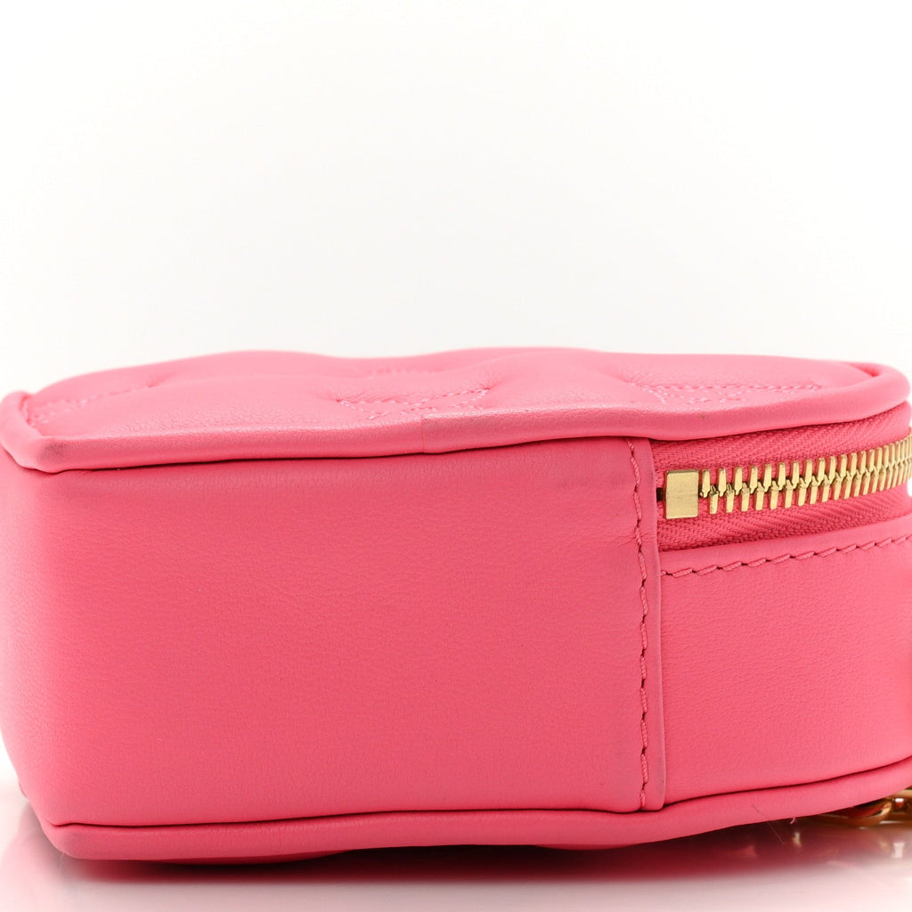 Calfskin Embroidered Monogram Pop My Heart Bag Pouch Dragon Fruit Pink