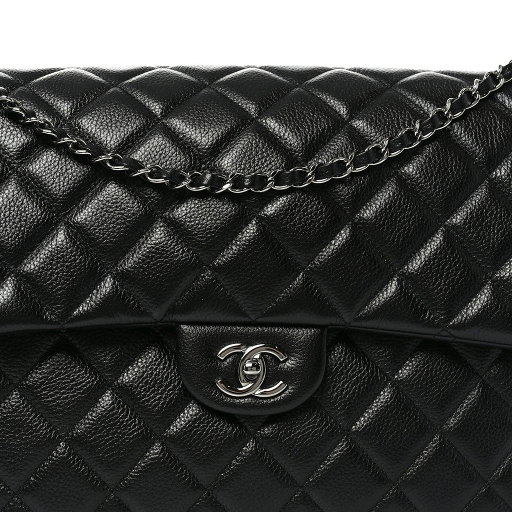 Caviar Quilted Small XXL Travel Flap Bag Black
