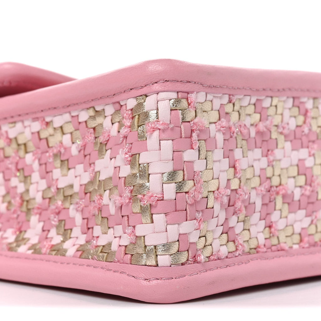 Metallic Lambskin Viscose Woven Flap Pink Gold