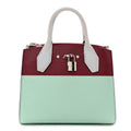 Calfskin City Steamer Mini Gris Burgundy Light Green