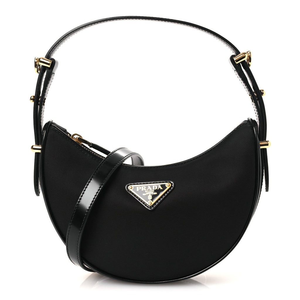 Re-Nylon Spazzolato Mini Arque Shoulder Bag Black