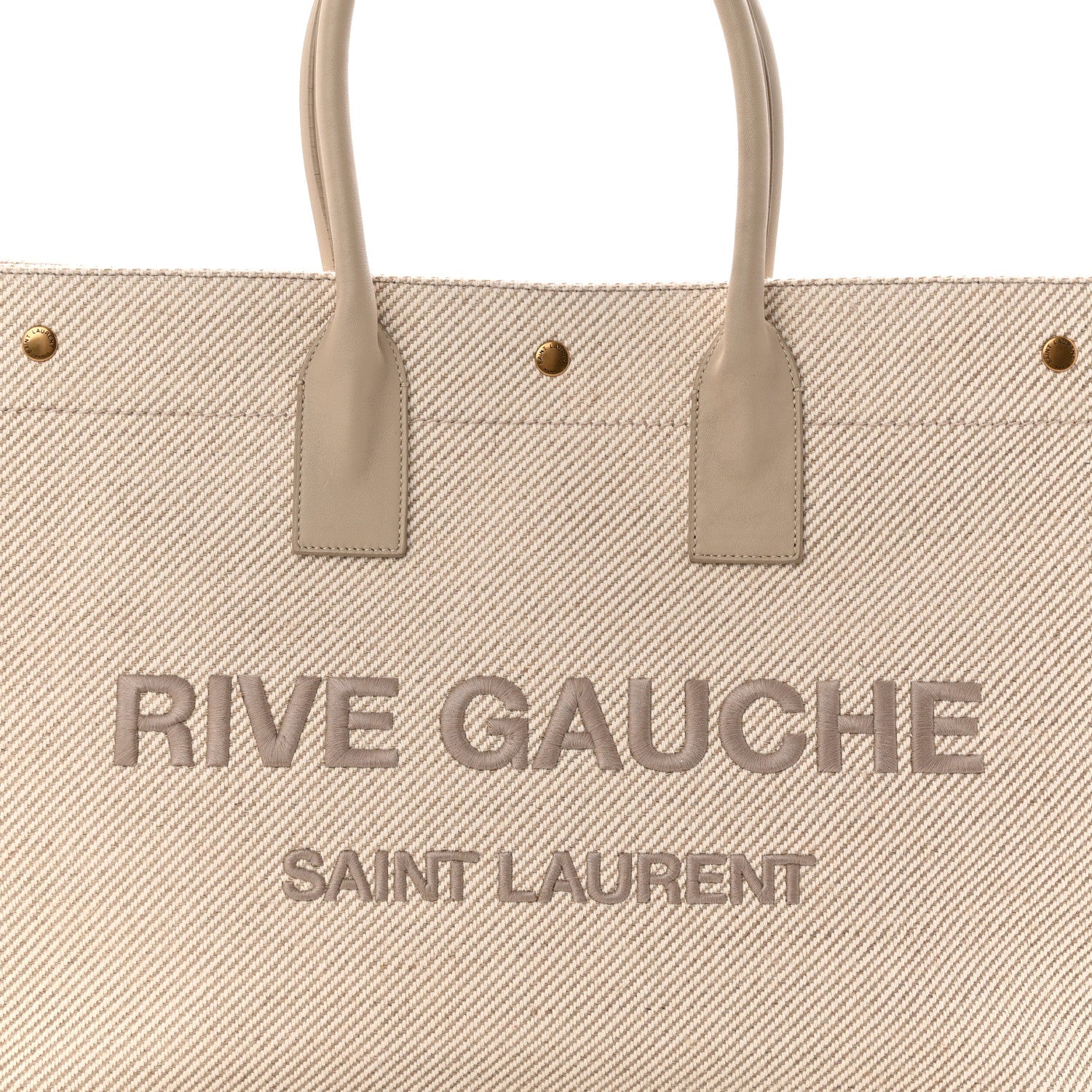 Linen Calfskin Rive Gauche Tote Beige Sea Salt