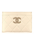 Caviar Quilted CC Logo Card Holder White