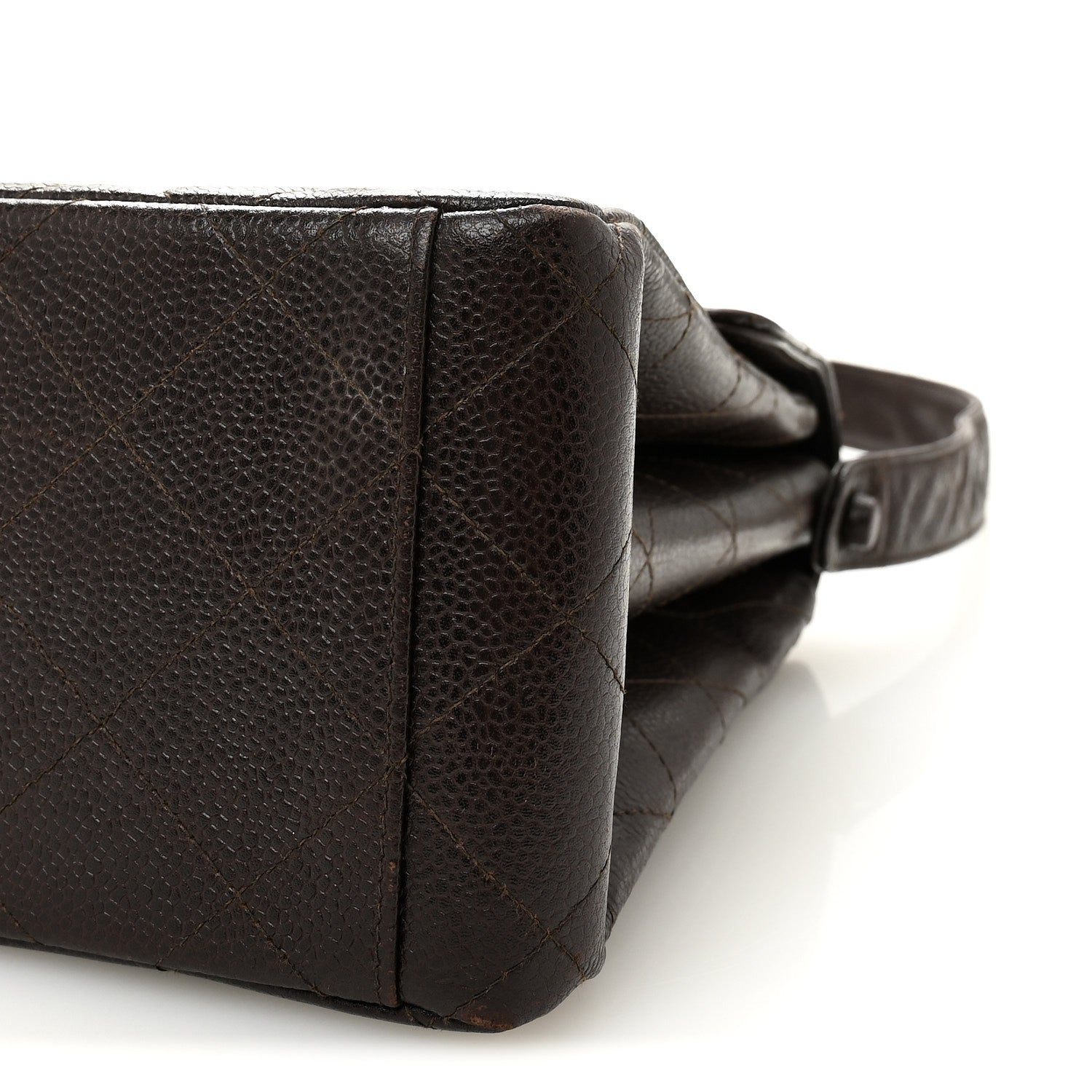Caviar Quilted Medium Kelly Flap Brown
