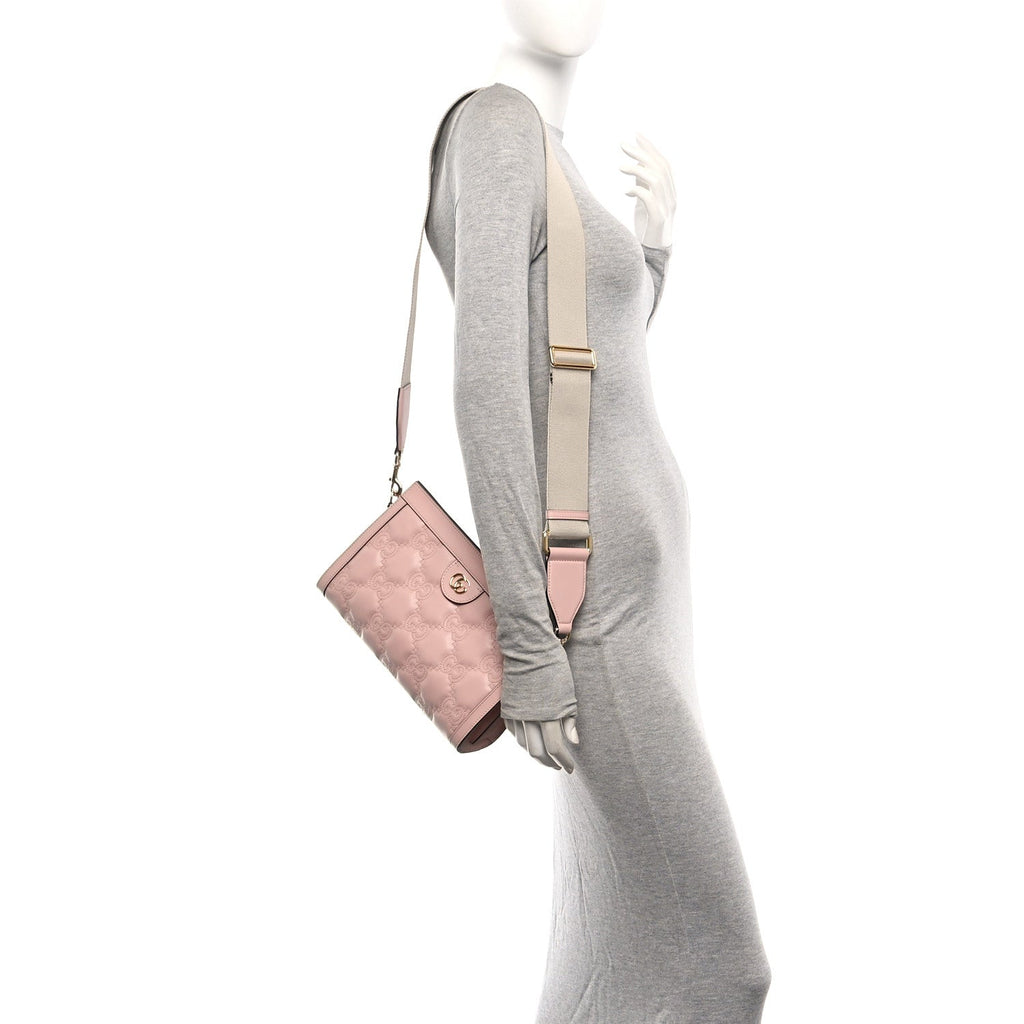 Calfskin GG Matelasse Small Slim Chain Shoulder Bag Perfect Pink Natural