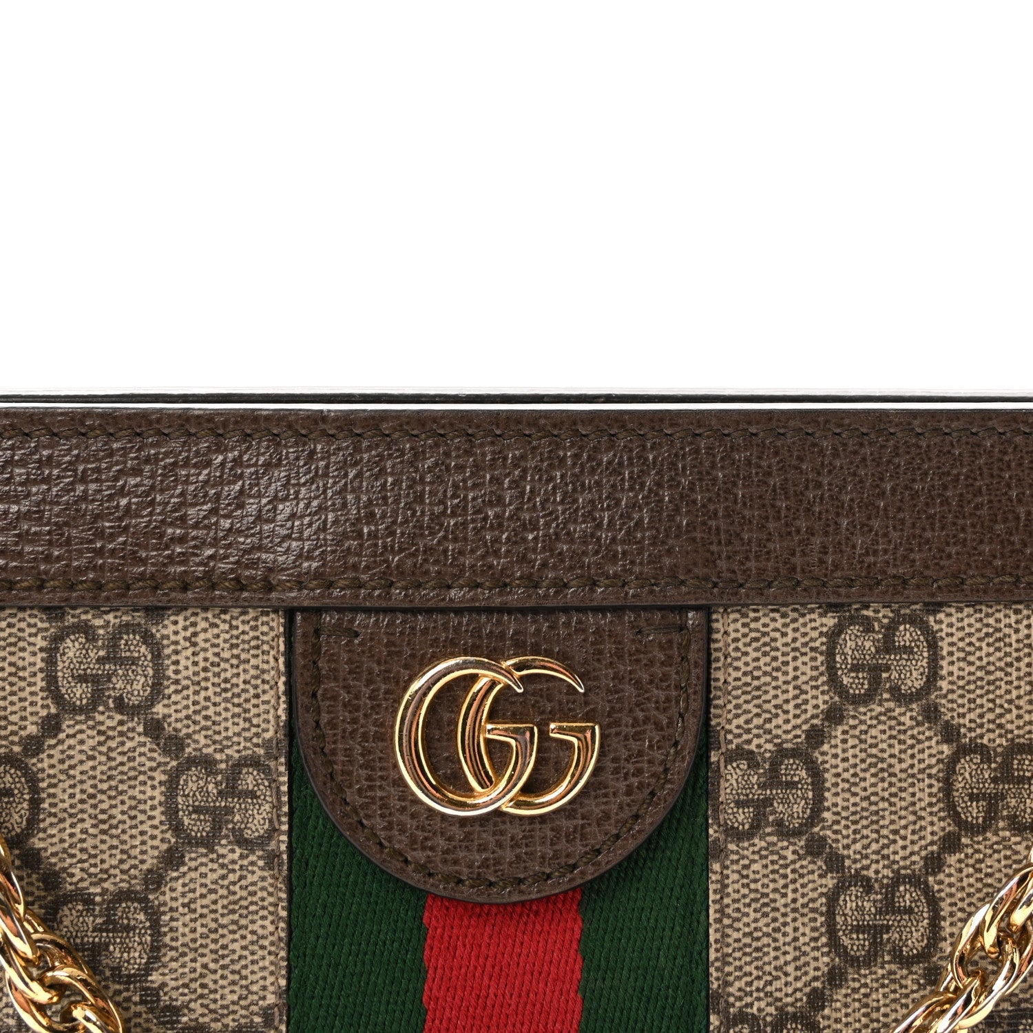 GG Supreme Monogram Web Medium Ophidia Chain Shoulder Bag Brown
