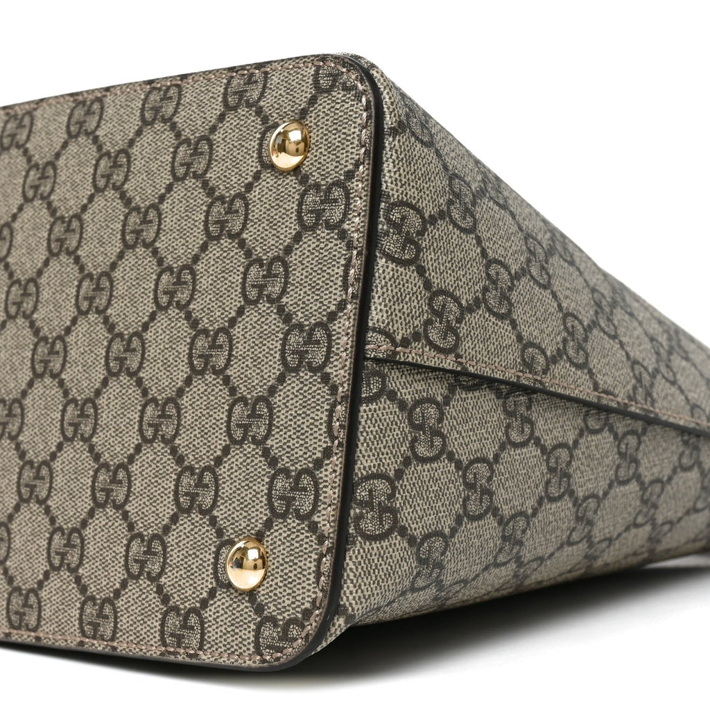 GG Supreme Monogram Large Zip Top Tote Beige Tuscany