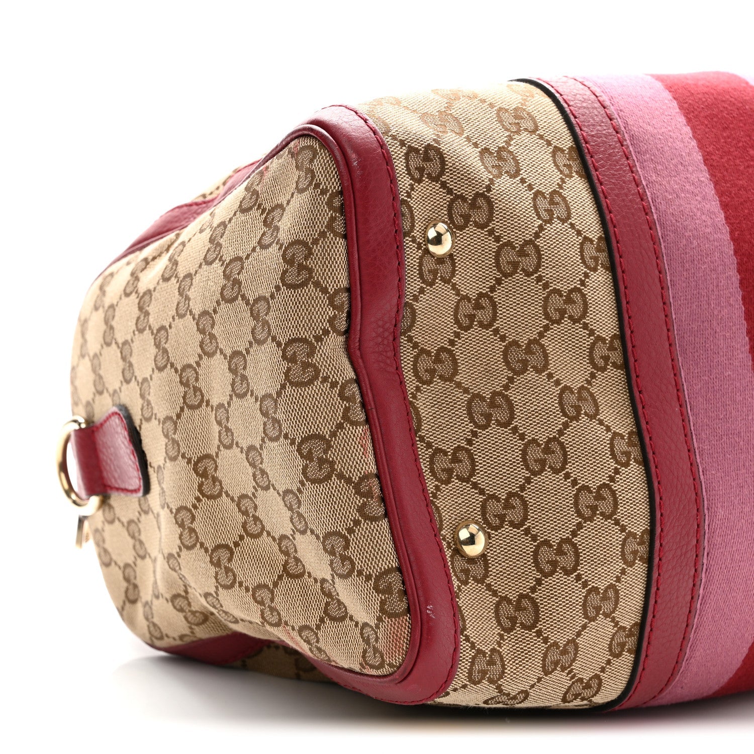 Monogram Cellarius Calfskin Vintage Web Medium Boston  Beige Ebony Soft Burgundy Peonia Flower